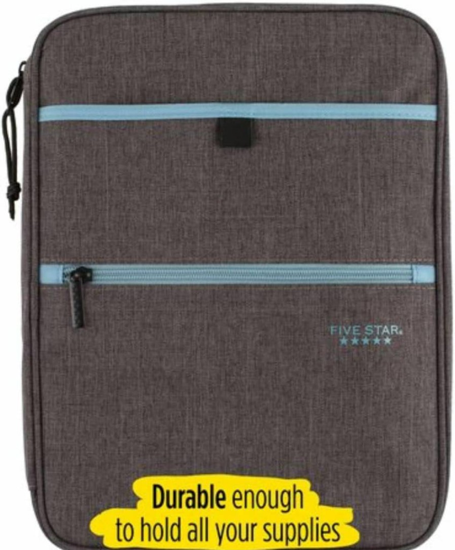 Five Star 1 Inch 3-Ring Binder with Zipper, 375 Sheet Capacity, Gray/Mint, Includes Pockets & 4-Tab Dividers for School or Office (29092Bh0)