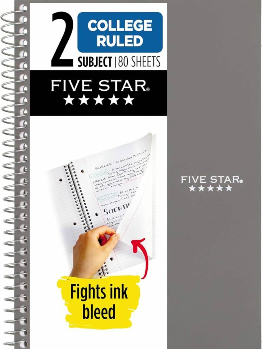 Five Star Spiral Notebook 2 Subject, 6" x 9.5" College Ruled, 80 Sheets, Ink Bleed Resistant & Water Resistant Cover, Sedona Orange (840029Cd1-Ecm)