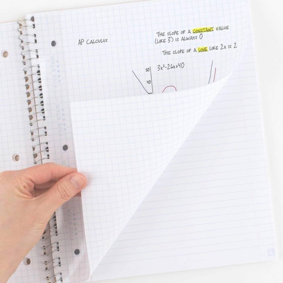 Five Star Reinforced Graph Ruled Notebook Paper, 6-Pack, 8.5 x 11 Inches, 75 Sheets per Pack, White, Filler Paper for Binders