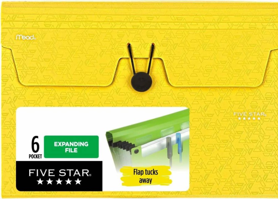 Five Star 6-Pocket Expanding File Organizer with Bungee Closure, Letter Size 11" x 8.5", Harvest Yellow Document Folder for School Office Supplies (350100G-Ecm)