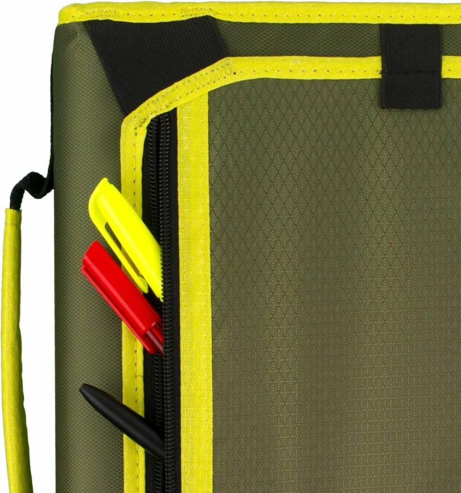 Five Star 2 Inch 3-Ring Binder with Zipper, 580 Sheet Capacity, Expansion Panel, 5-Tab File, Round Rings, Olive/Citrus (290520C)